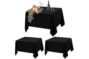 Teruntrue 2 Packs Black Square Tablecloth 132 x 132 cm, Square Party Table Covers for 60-90cm Table, Polyester Waterproof Washable Table Cloth for Wedding Buffet Camping Restaurant(53x53in)