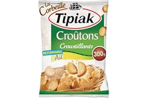 Tipiak La Corbeille Croûtons Croustillants Ail Format Familial Refermable 300g (lot de 4