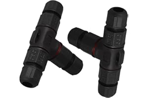 BESTONZON 2pcs Junction Box Cable Connector Waterproof Outdoor/External Junction Box Cable Connector Sleeve(3 Way Black)