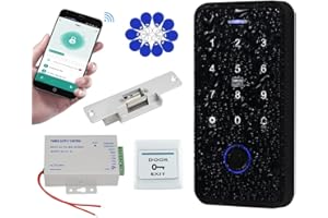 QTTYELOK Bluetooth Tuya Kit de Sistema de Control de Acceso Huellas Dactilares Impermeables IP68 Teclado RFID + Cerradura Eléctrica + 10PCS 13,56 MHz Llavero