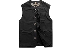 Oralidera Chaleco de Senderismo Safari para Hombre Chaleco Exterior de Algodón Chalecos con Multibolsillos de Trabajo Camping Senderismo Chaleco Verano con Botón