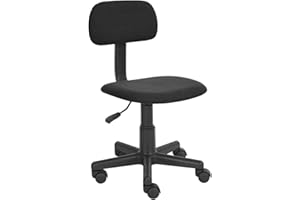 FurnitureR - Sedia da scrivania, per lavorare al computer in casa e in ufficio, con schienale intermedio, regolabile, con rotelle, ideale per lo studio dei bambini Nero Black