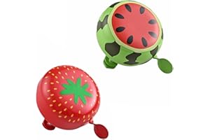 YihuiKo 2Pcs Bike Bell, Bicycle Bell with Strawberry and Watermelon Design, Bike Accessories Scooter Handlebar Bell for Adults Kids