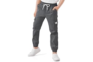 Csqtongan Pantaloni Cargo da Ragazzo, Pantaloni Cargo per Bambini, con Elastico in Vita