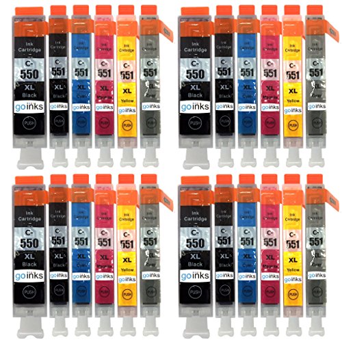 4 Go Inks Set di 6 Cartucce d'inchiostro per sostituire PGI-550 & CLI-551 compatibile / non-OEM per Stampanti PIXMA (24 Inchiostri)