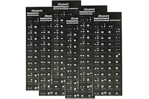 JRYXDS Pack of 6 German Keyboard Stickers for Any Standard Keyboard PC/Laptop & Notebook Keyboards (Black)