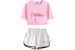 Yumenam Mujeres The Hype House Crop Tops y Pantalones Cortos Chándales Casuales Traje de 2 Piezas Camiseta Corta + Pantalones Cortos Conjuntos de Pijamas Ropa Deportiva de Verano