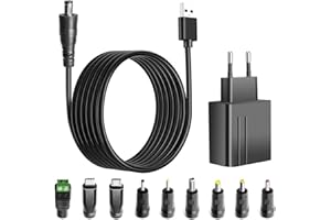 TAIFU 5V 2A Adaptateur Universel pour Thomson NEO14A-WH32N NEO14-2.32BS THN14B Ordinateur Portable 14.1" Tablette Archos 101 Neon 10,1 Xenon 101 Polaroid Xiaomi TV Box Huawei Mediapad M3 Zoom H4N