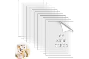 TXXATX 12 Pièces Plexiglass Plaque Transparent A4 Plexiglass 1mm Plaque Plexiglas Transparent Plaque Acrylique pour Cadre Photo Peinture Exposition de Projet DIY Horaires (29.7x21 cm)
