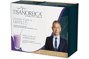 Gianluca Mech | Tisanoreica Bevanda Proteica al Gusto di Mirtillo, 4 x 28g Integratore Alimentare Keto, Supporto Muscolare, 347kcal per 100g
