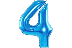 SOWIDE Blue 40 Inch Number 4 Balloon,Large Self Inflating Dark Blue Foil Number Balloons 0-9 for Boys Girls,Digit Four Balloons for 4th Birthday Party Decorations Supplies