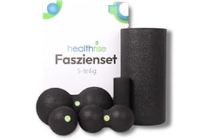 HEALTHRISE Health Rise Faszien Set für optimale Selbstmassage | 5-teilig | Inklusive Faszienrolle, Duoball 8/12cm, Mini Rolle | Effektive Muskelmassage und Entspannung | Perfekt für Heimgebrauch und Fitness ​​