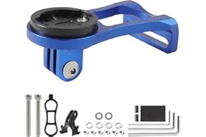 GUOBINZH Alu Supporto Manubrio Bici per Garmin Edge 530 540 520 510 500 200 130 25 20 840 830 820 810 800 1000 1030 1040 Plus Explore 2 Computer GPS con Supporto Bicicletta Luce e Fotocamera Adattatore - Blu