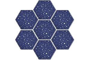 KEPUARM 8 Pièces Tableau d'affichage Feutre Hex Auto-adhésif, Tableaux à Mémos avec 20 épingles, Tableau en Liège Mural, Panneau Liege Mural pour Notes, Photos, Publicité (Bleu)