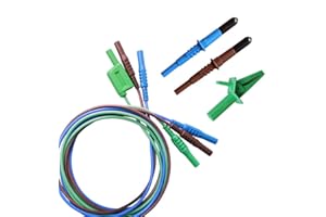 Leaderman LDM003 - Electrical, 1.2 Metre, Silicone, Heat Resistant Test Lead Set With 4 Millimetre Heavy Duty Crocodile Clip & Banana/Lantern Probes (Green, Brown & Blue), Suitable For Fluke, Megger, Kewtech, Martindale, Robin And Many Other Manafacturers Of Test Meters