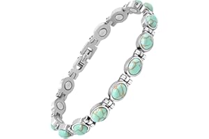 JEROOT Pulsera Magnética de Acero Inoxidable para Terapia y Alivio del Dolor - Brazalete Curativo para Mujer