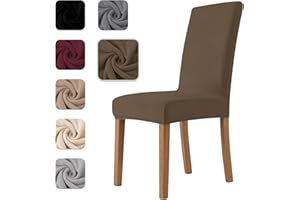 Homebliss Coprisedie con Schienale 6 Pezzi in Velluto Elasticizzati, Universale, Copri sedia Cucina Soggiorno Super Morbido Comodo Anti-Graffio - Tortora