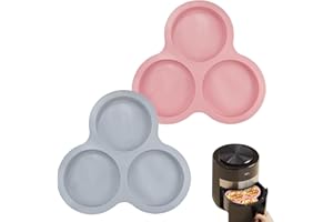 WakiHong 2 Pezzi Teglia Per Muffin Siliconecon Stampo Per Uova Con 3 Cavità Friggitrice Aria Stampi Per Uova In Silicone per Friggitrice Ad Aria,Accessori Da Cucina.