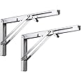 MechWares Folding Bracket for Shelves Tables Long Release Space Saving for Standing Desk Wall-Mounted Drop-Leaf in Kitchen | Laundry Room | Garage | Boat | RV -1 Pair (16inch)