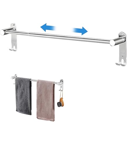 Beelee Toallero De Barra Para Baño, Toalleros Repisa, Porta Toallas De Pared De Acero Inoxidable,Montado En La Pared, Acabado Negro 40cm,BA8003B-40