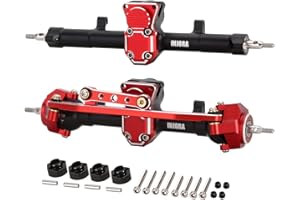 INJORA Vorder und Hinter RC Achsen CNC Aluminium Komplett Achse mit Schneckengetriebe Set für Axial SCX24 Deadbolt C10 JLU Gladiator Bronco 1/24 RC-Crawler Upgrade Teile