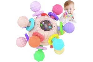 VORENUS Jouet Dentition de Bebe Naissance, Hochet Sensorielle Jeux Eveil Bebe 0-3 Mois, Hochet Montessori Cadeau Naissance Fille et Garçon 0 3 6 9 Mois 1 an-Rose