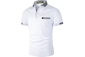 GNRSPTY Men's Short Sleeve Polo Shirts Classic Contrast Color Thread Slim Fit Cotton Golf Tennis T-Shirt