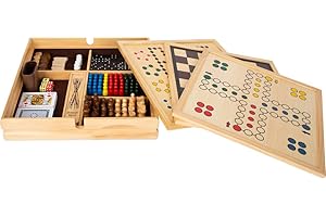 Small Foot 11753 Assortiment de Jeux, avec 20 Jeux de société Classiques dans Une boîte en Bois Massif, à partir de Six Ans