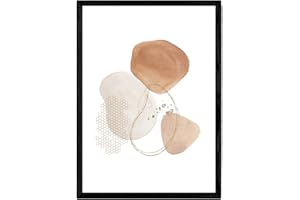 Nacnic Streszczenie Plakat Artystyczny Folia z abstrakcyjnymi kształtami i figurami. Nordyckie dekoracje z brązowymi odcieniami. Rozmiar A3