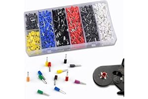 Wenrescry - Juego de 1800 casquillos de cable, surtido aislado de 0,5 – 10 mm², terminales de cable aislados de colores de insertos de latón estañado para conexiones de cables