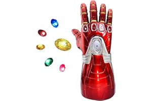 LIUQI Iron Man Infinity Gauntlet, Iron Man Guanto LED con Magnete Rimovibile Infinity Stones-3 modalità Flash Halloween Cosplay Guanto