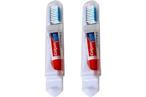 Colgate Travel Toothbrush Set with Mini Travel Toothpaste x 2 by Wilosc Mini Travel Toiletries. | Festival Essentials | Flight Essentials | Maternity Bag |