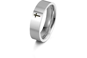 Dreamtimes Anillo de cruz de acero inoxidable anillo cristiano Jesucristo Señor Cruz anillo de oración joyería para hombre mujer color plata