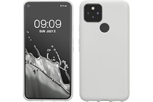 kwmobile Funda para Google Pixel 5 Carcasa - Ultrafina de TPU y Silicona con Bordes elevados anticaídas - Blanco Mate