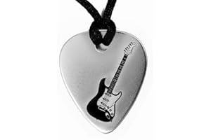 PÚAS DE PLATA Pendentif Médiator Guitare Argent 925 - Personnalisable : Gravure de texte personnalisée pour son visage inverse Gratuite