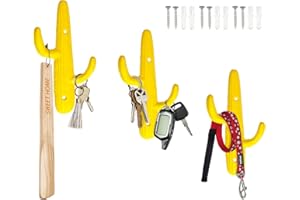 COMFIFY Set di 3 -Ganci a doppia parete in ghisa di cactus - Ganci decorativi da parete per cappotti, borse, asciugamani e altro ancora - con viti e ancoraggi inclusi - Colore giallo rustico