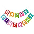 Cosmeria Happy Birthday-slinger, roze, 8 stuks, elegante strikken, decoratie, kant-en-klaar gemonteerd voor veelzijdige feestgelegenheden, hoogwaardige materialen