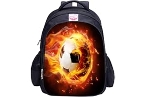 MATMO Mochila de fútbol para niños con estampado de fútbol, mochila escolar