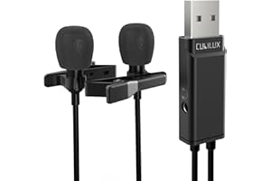 Cubilux USB Doppel Lavalier Mikrofon mit 3,5mm Klinke, Unidirektional USB Typ A zu Zwei Mini Mikrofon, Dual Lapel Mikrofon Kompatibel mit Laptop PC Computer Podcast Interviews Skype PS5 PS4, 3m