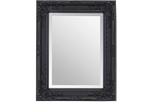 Select Mirrors Rhone Mirror - French Vintage, Antique Baroque Style - 42cm x 53cm - Chic Home Decor (Antique Black)