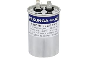 VEXUNGA Condensateur 30uF 30 MFD 370VAC 440VAC 450VAC 50/60Hz CBB65 Condensateurs de Demarrage AC Rond pour Climatiseur Moteurs et Ventilateur
