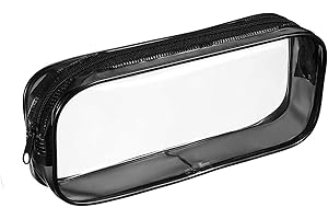 GUAGUA Black Clear pencil case Clear Plastic Pencil case Clear Exam Pen Pencil Case Pouch Bag Case Clear PVC Zipper Travel Luggage Pouch Make up Cosmetic Bag (Black)