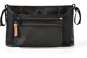 Aosbset Buggy Pram Bag Organisateur de Poussette pour Poussette Organisateur Universel de Poussette avec Petit Sac Amovible Grand Espace de Rangement pour biberons et Serviettes