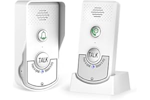 JIAN BOLAND Wireless Intercom Doorbell-Waterproof Portable Voice Intercom Doorbell with 2000mAh Rechargeable Battery, 38 Chimes, 1000M Long Range Intercom Systems for Home(1 Outdoor/1 Indoor)