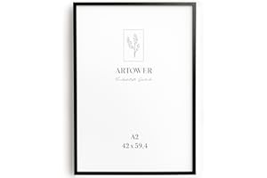 Artower® Ramka na zdjęcia do formatu DIN A2 42 x 59,4 cm, czarna, drewno, cienka ramka na plakat, duża ramka na plakat w stylu vintage, czarna ramka na zdjęcia, 42 x 59,4 cm, drewniana ramka na