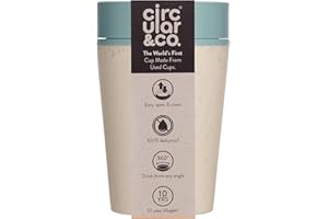 Circular and Co Leakproof Reusable Coffee Cup 8oz/227ml - The World's First Travel Mug Made from Recycled Coffee Cups, 100% Leak-Proof, Sustainable & Insulated. (Cream & Faraway Blue)