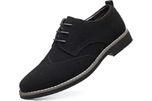 HALFWORD Men's Suede Leather Oxford Shoes Classic Lace Up Business Casual Shoes