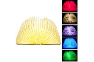 ‎MOBXPAR Mobxpar Hölzerne Faltende Buchlampe, LED Stimmungsbeleuchtung, Buch Lampe, Nachttischlampe, Tischleuchte, Dekorative Lichter/Nachtlicht, USB Aufladbare, 360°Faltbar, Weißer Ahorn (10 * 8 * 2.5 cm)