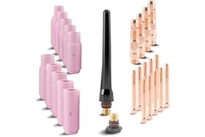 STAHLWERK WP-26 WIG Schweißzubehör Schweißgerät Verschleißteile: Spannhülsen + Gehäuse + Keramikdüsen für WP SR Binzel 17 18 26 WIG-Schweißbrenner, Set 26-tlg.