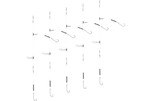 Luroad Lot de 5 Bas de Ligne de pêche en mer avec 2 hameçons, pré-noués pour pêche en mer, Plage, pêche au Rivage - pour la pêche à Plat - Blanchissage, à la Vole